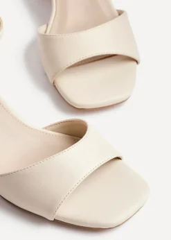 Linzi Maddie Sand Faux Leather Closed Back Block Heeled Sandals