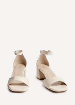 Linzi Maddie Sand Faux Leather Closed Back Block Heeled Sandals
