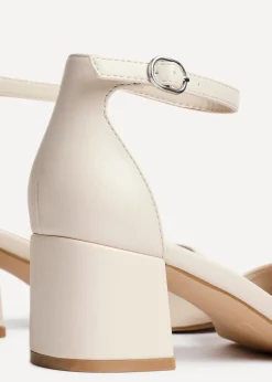 Linzi Maddie Sand Faux Leather Closed Back Block Heeled Sandals