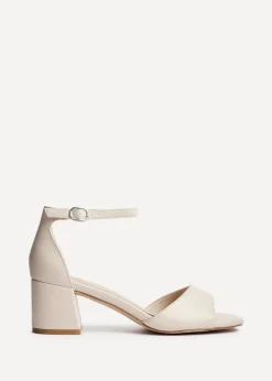 Linzi Maddie Sand Faux Leather Closed Back Block Heeled Sandals