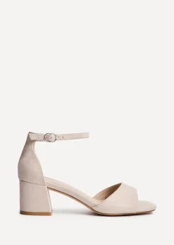 Linzi Maddie Sand Faux Suede Closed Back Block Heeled Sandals