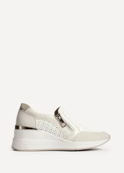Linzi Madison Beige Faux Leather Platform Trainer