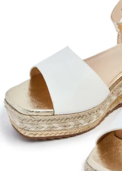 Linzi Malaga Gold Plaited Flatform Wedge Sandal