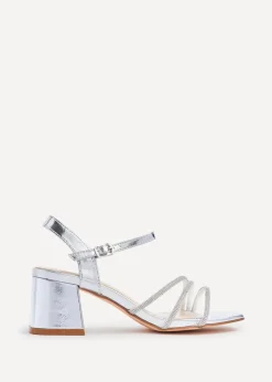 Linzi Mariah Wide Fit Silver Faux Leather Open Back Heel