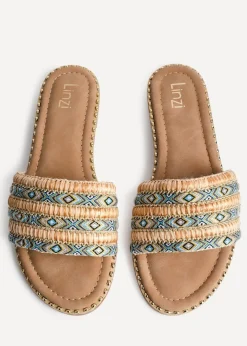 Linzi Mariana Blue Bohemian Inspired Flat Slider Sandal