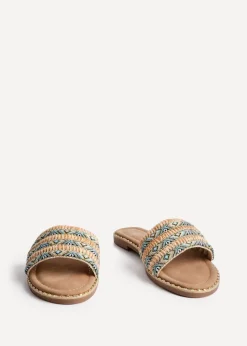 Linzi Mariana Blue Bohemian Inspired Flat Slider Sandal