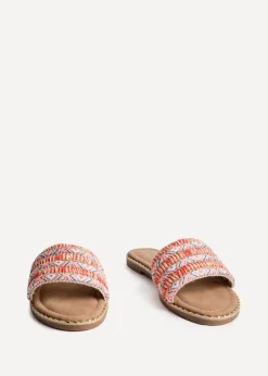 Linzi Mariana Orange Bohemian Inspired Flat Slider Sandal