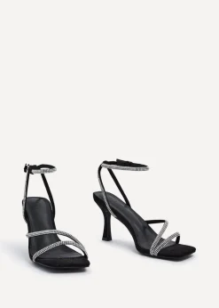 Linzi Mayfair Black Suede Diamante Heeled Sandal