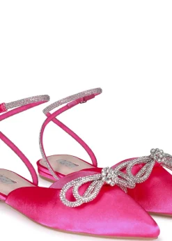 Linzi Mayla Pink Satin Flat Mule
