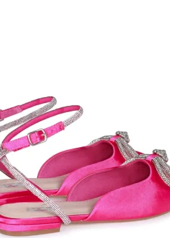 Linzi Mayla Pink Satin Flat Mule