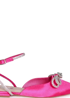 Linzi Mayla Pink Satin Flat Mule