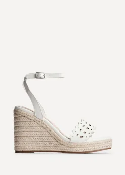 Linzi Mellow White Faux Leather Wedge