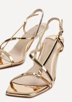 Linzi Midnight Gold Chrome Strappy Heeled Sandals