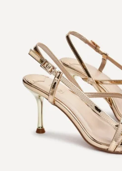 Linzi Midnight Gold Chrome Strappy Heeled Sandals