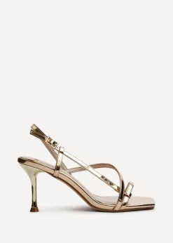 Linzi Midnight Gold Chrome Strappy Heeled Sandals
