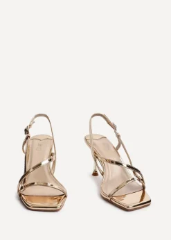 Linzi Midnight Gold Chrome Strappy Heeled Sandals