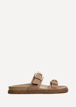 Linzi Miko Taupe Nubuck Flat Sandal