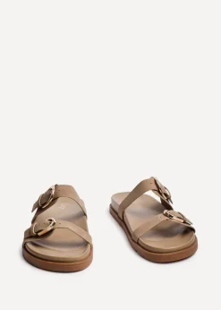 Linzi Miko Taupe Nubuck Flat Sandal