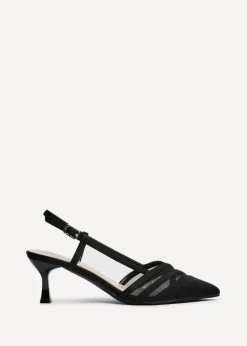 Linzi Milan Black Scuba Mesh Slingback Court Heels
