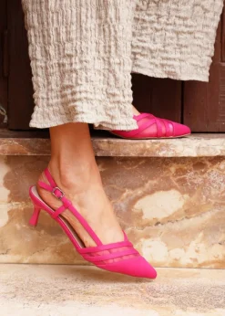 Linzi Milan Fuchsia Scuba Mesh Slingback Court Heel