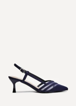 Linzi Milan Navy Scuba Mesh Slingback Court Heel