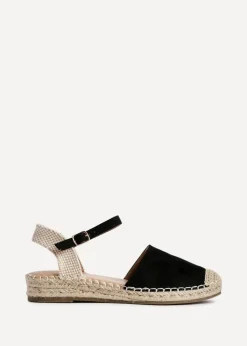 Linzi Neroli Black Suede Closed Toe Espadrille Flatform Sandal