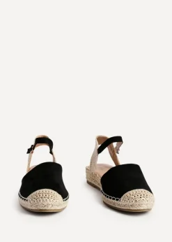 Linzi Neroli Black Suede Closed Toe Espadrille Flatform Sandal