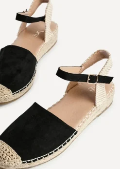 Linzi Neroli Black Suede Closed Toe Espadrille Flatform Sandal