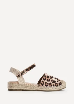 Linzi Neroli Leopard Print Closed Toe Espadrille Flatform Sandal