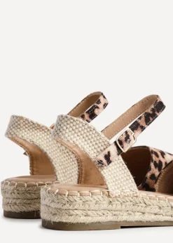 Linzi Neroli Leopard Print Closed Toe Espadrille Flatform Sandal