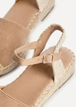 Linzi Neroli Taupe Suede Closed Toe Espadrille Flatform Sandal