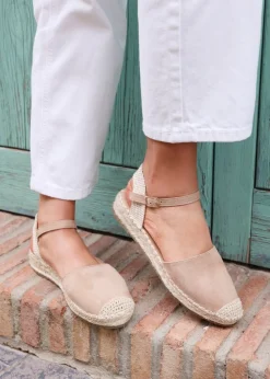 Linzi Neroli Taupe Suede Closed Toe Espadrille Flatform Sandal