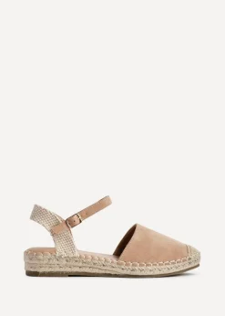 Linzi Neroli Taupe Suede Closed Toe Espadrille Flatform Sandal