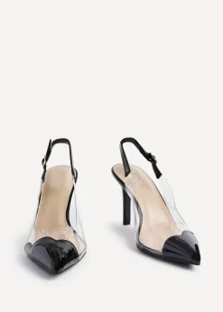 Linzi Nolita Black Perspex Patent Mix Slingback Court Heels