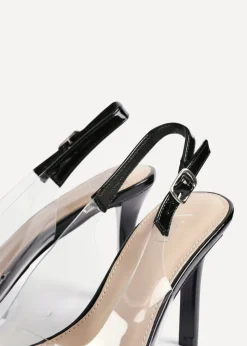 Linzi Nolita Black Perspex Patent Mix Slingback Court Heels