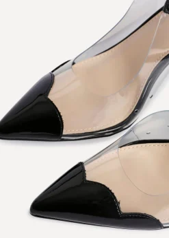 Linzi Nolita Black Perspex Patent Mix Slingback Court Heels