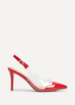 Linzi Nolita Red Perspex Patent Mix Slingback Court Heels