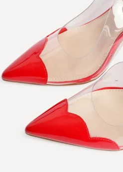 Linzi Nolita Red Perspex Patent Mix Slingback Court Heels