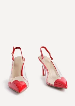 Linzi Nolita Red Perspex Patent Mix Slingback Court Heels