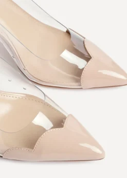 Linzi Nolita Sand Perspex Patent Mix Slingback Court Heels