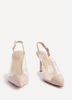 Linzi Nolita Sand Perspex Patent Mix Slingback Court Heels