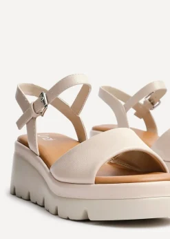 Linzi Nyla Sand Faux Leather Platform Cleated Sole Flatform Sandal