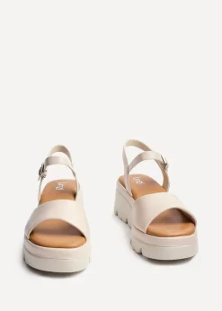 Linzi Nyla Sand Faux Leather Platform Cleated Sole Flatform Sandal
