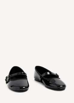 Linzi Odette Black Faux Patent Mary Jane Pumps