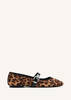 Linzi Odette Leopard Print Faux Suede Mary Jane Pumps