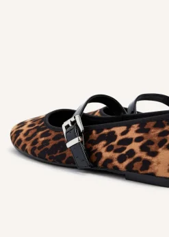 Linzi Odette Leopard Print Faux Suede Mary Jane Pumps