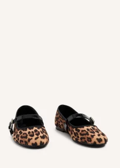 Linzi Odette Leopard Print Faux Suede Mary Jane Pumps