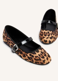Linzi Odette Leopard Print Faux Suede Mary Jane Pumps