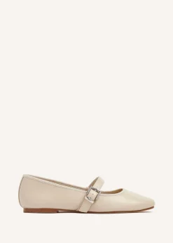 Linzi Odette Nude Faux Leather Mary Jane Pumps