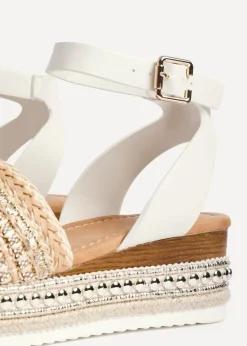 Linzi Opulant Gold Embellished Espadrille Flatform Sandals